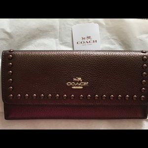 NWT Coach Lacquer Rivets Wallet Bronze